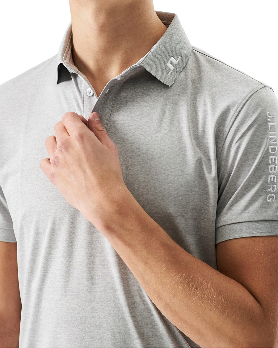 Homme | Polos | J.Lindeberg | Tour Tech Slim Fit Golf Polo Micro Chip Melange
