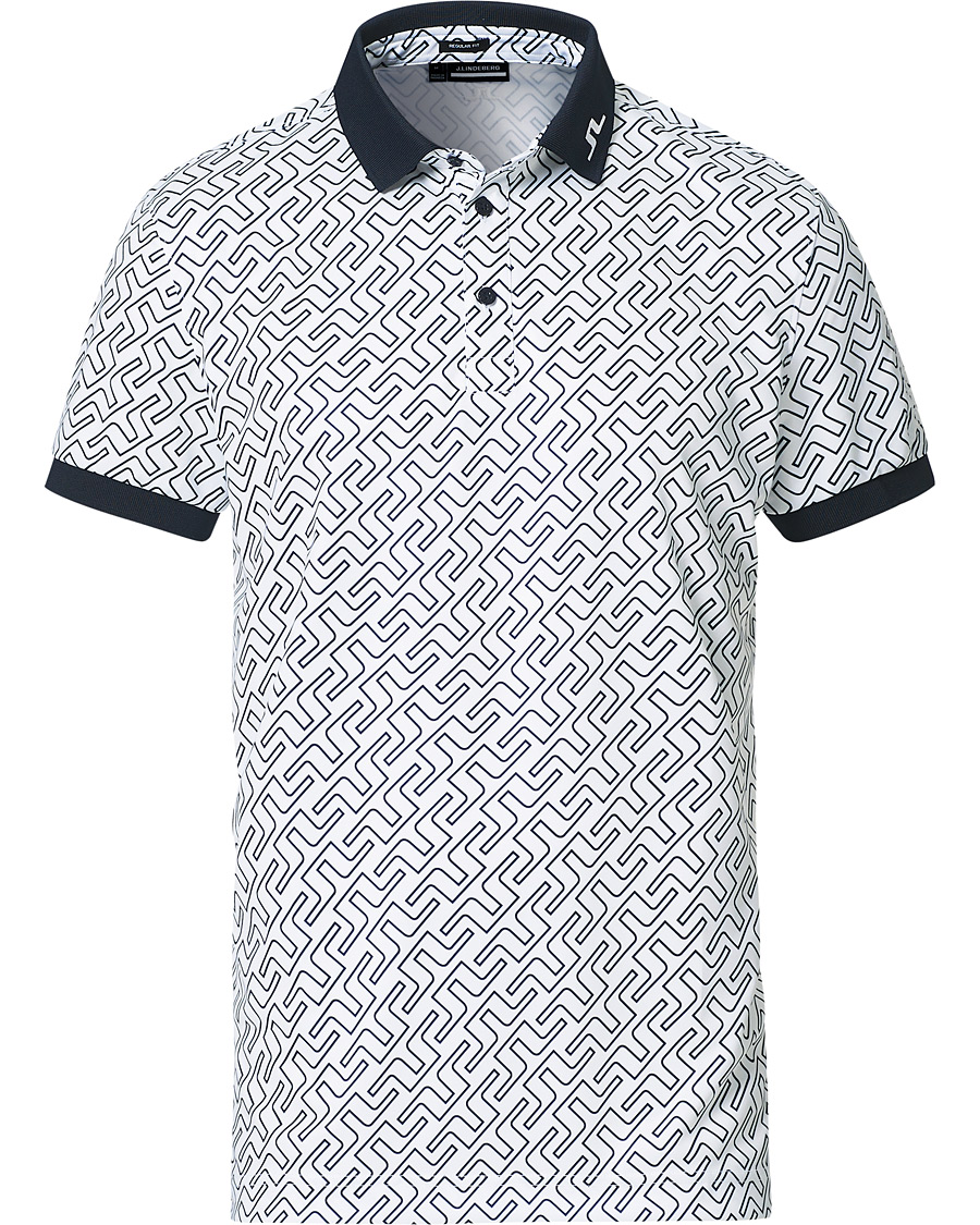 Homme | Polos | J.Lindeberg | Tour Tech Reg Fit Print Polo JL Navy Bridge Monogram