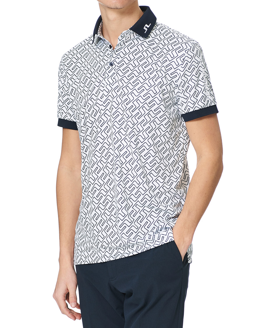 Homme | Polos | J.Lindeberg | Tour Tech Reg Fit Print Polo JL Navy Bridge Monogram