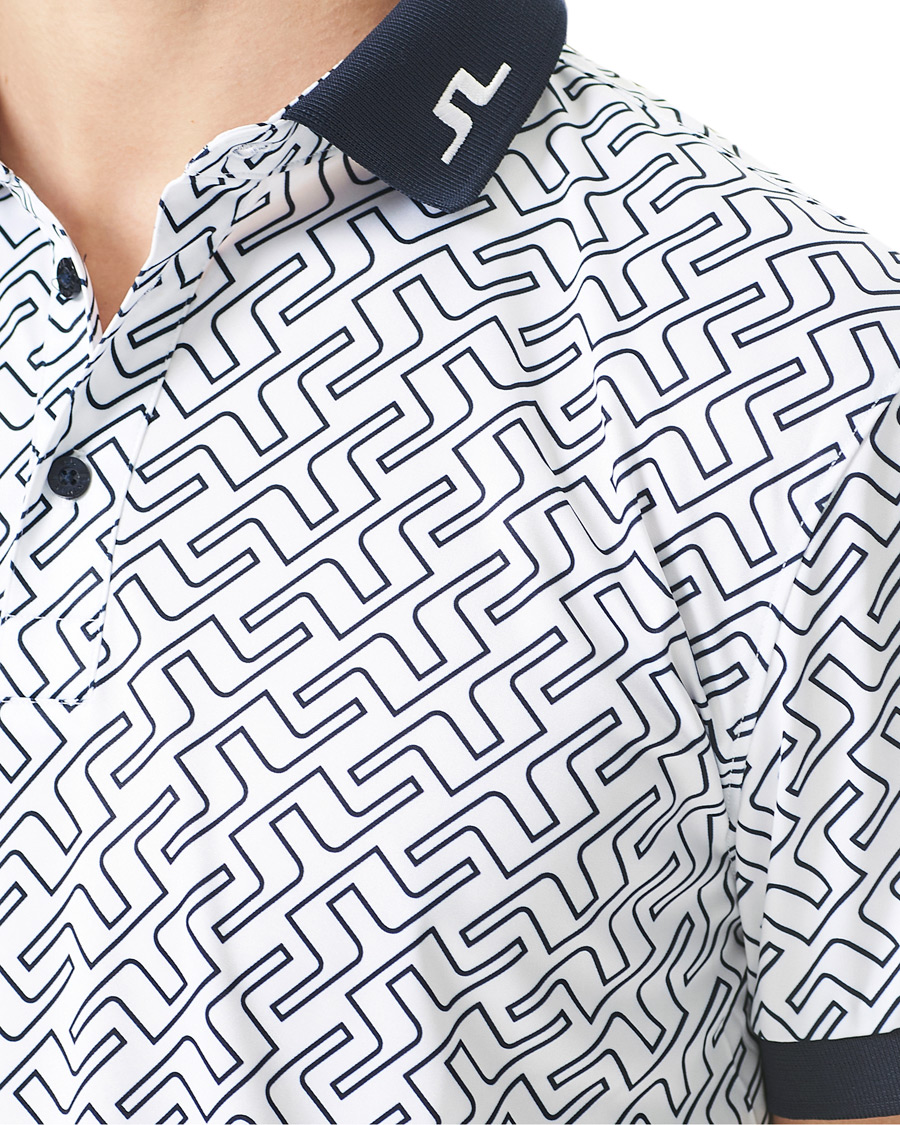 Homme | Polos | J.Lindeberg | Tour Tech Reg Fit Print Polo JL Navy Bridge Monogram