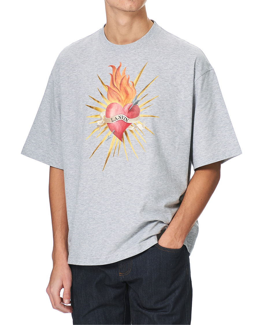 Homme | T-shirts | Lanvin | Oversize Printed T-Shirt Light Grey