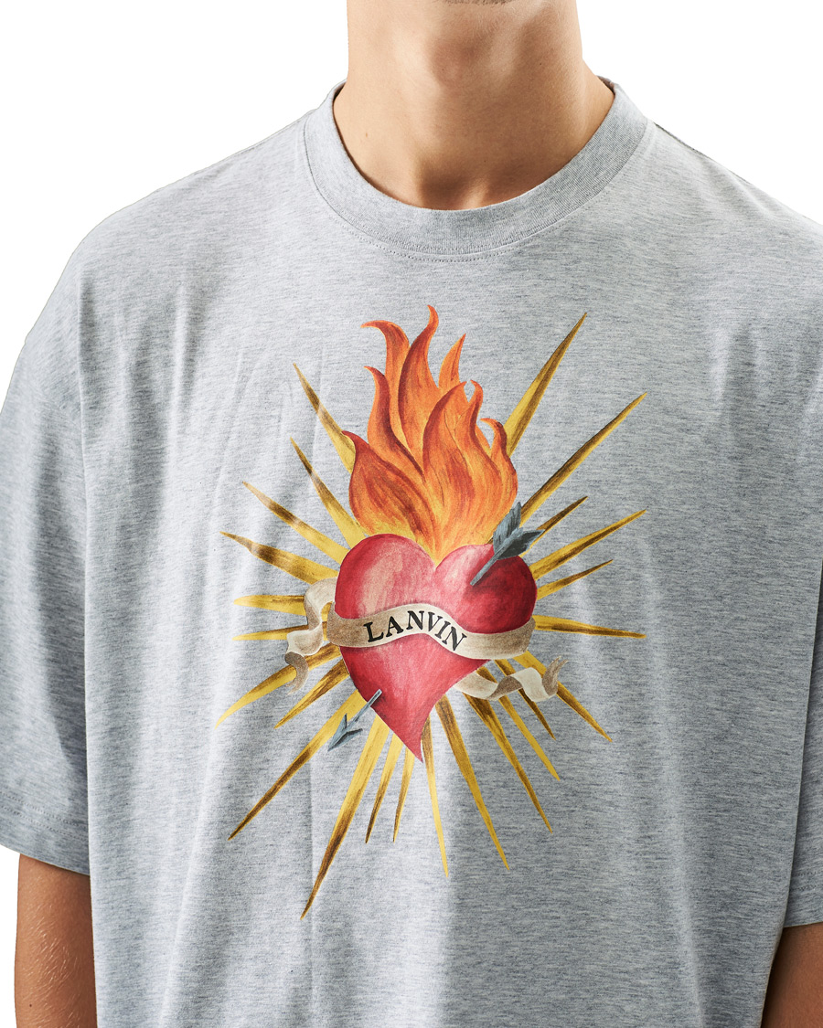 Homme | T-shirts | Lanvin | Oversize Printed T-Shirt Light Grey