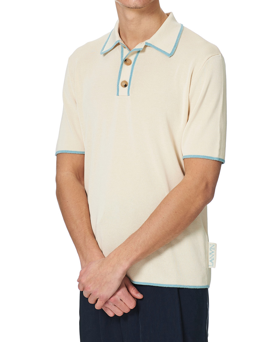 Heren | Polo's | Lanvin | Knitted Short Sleeve Polo Ecru