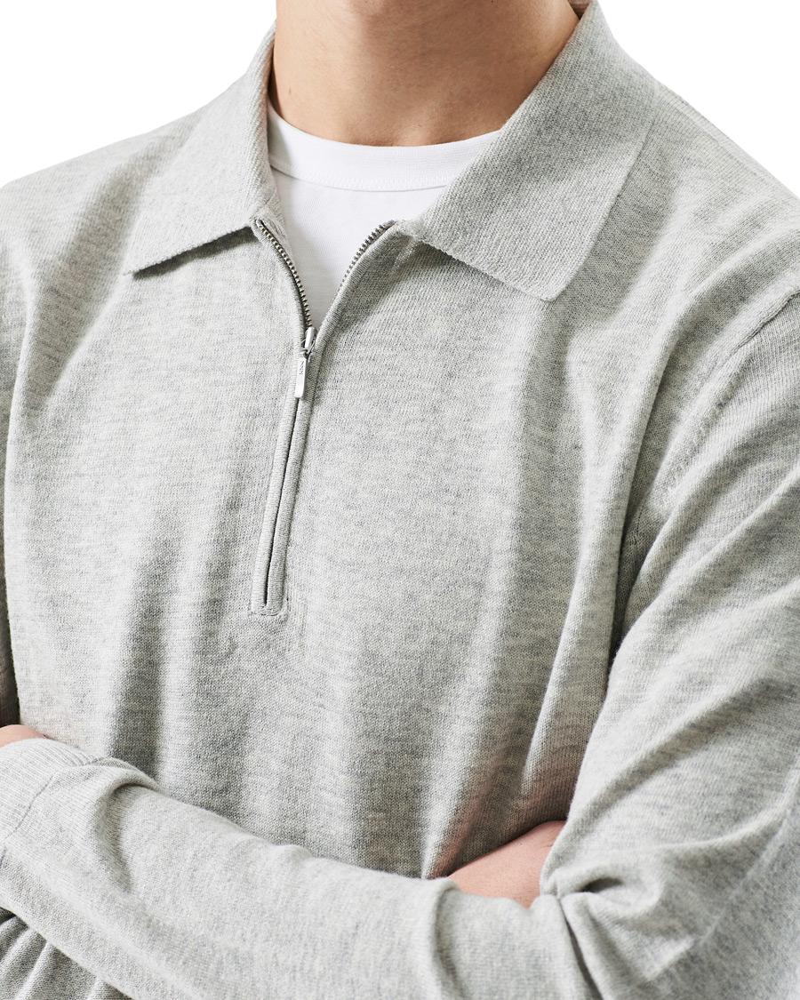 Homme | Pulls Et Tricots | Tiger of Sweden | Orbit Merino Wool Half Zip Med Grey Mel