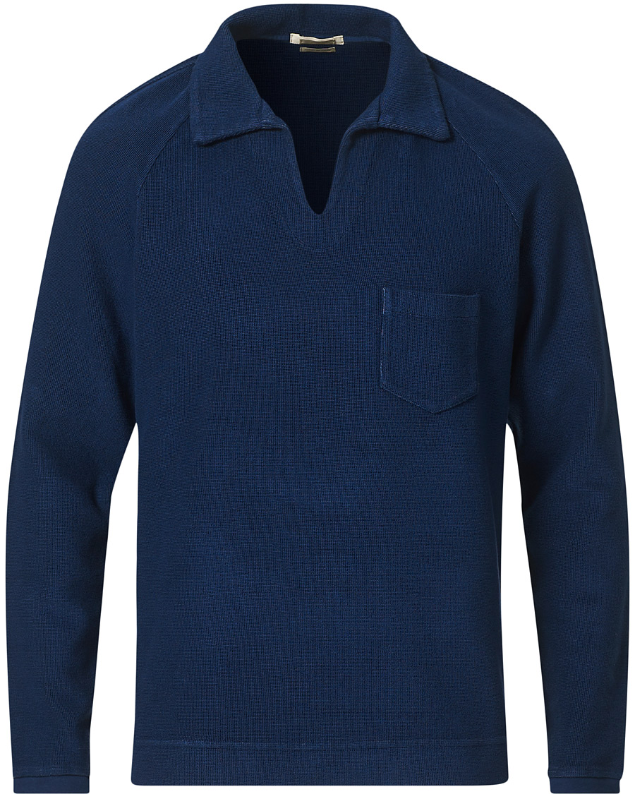 Heren | Truien | Massimo Alba | Japanese Terry Long Sleeve Polo Navy