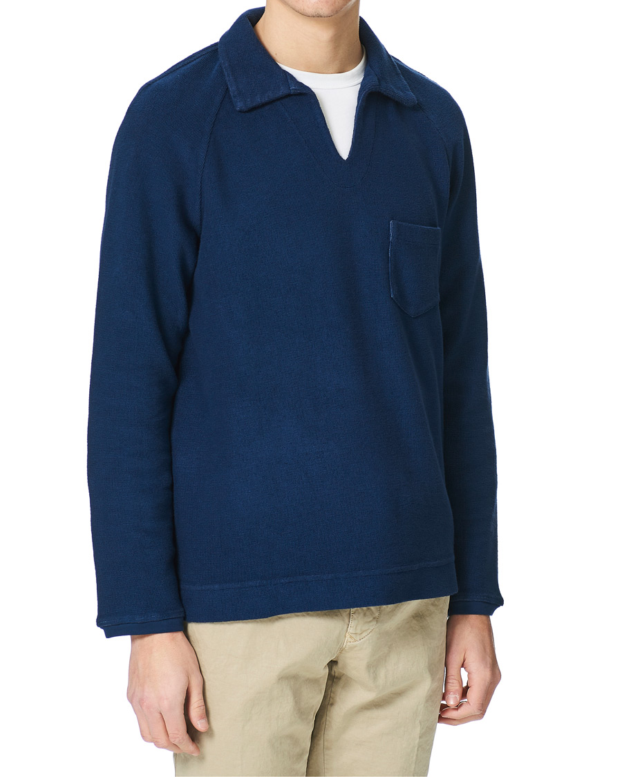 Heren | Truien | Massimo Alba | Japanese Terry Long Sleeve Polo Navy
