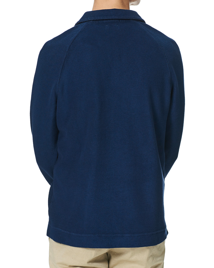 Heren | Truien | Massimo Alba | Japanese Terry Long Sleeve Polo Navy