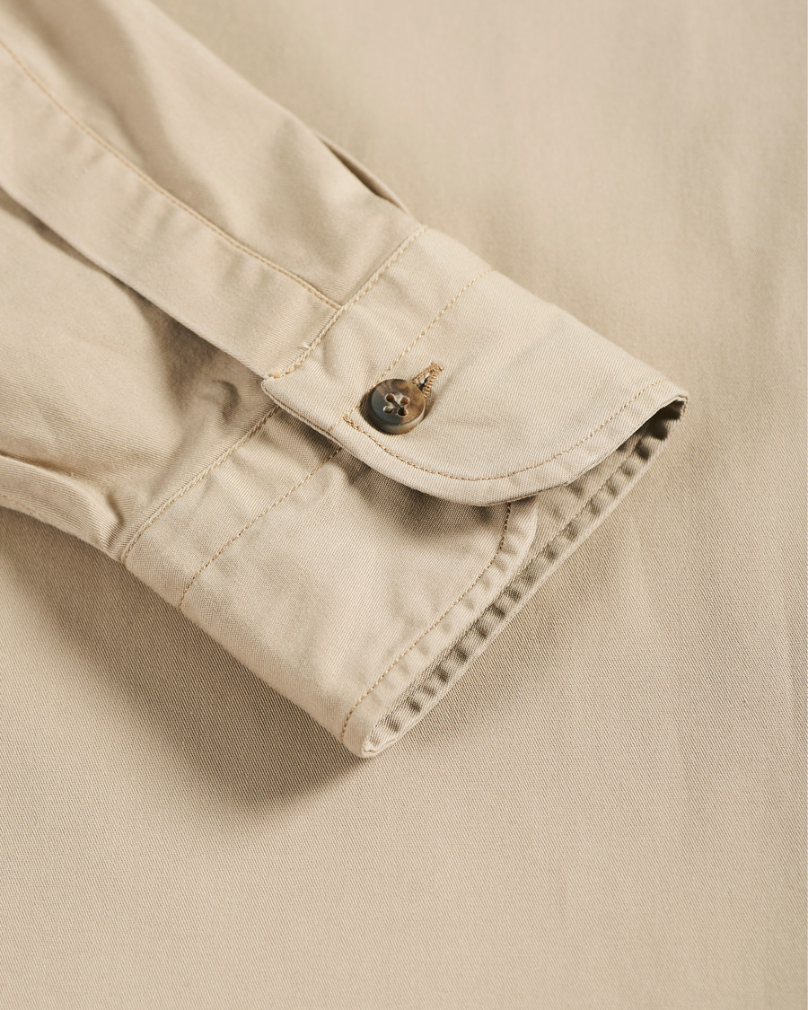 Homme | Chemises | Mazzarelli | Texana Cotton Overshirt Beige