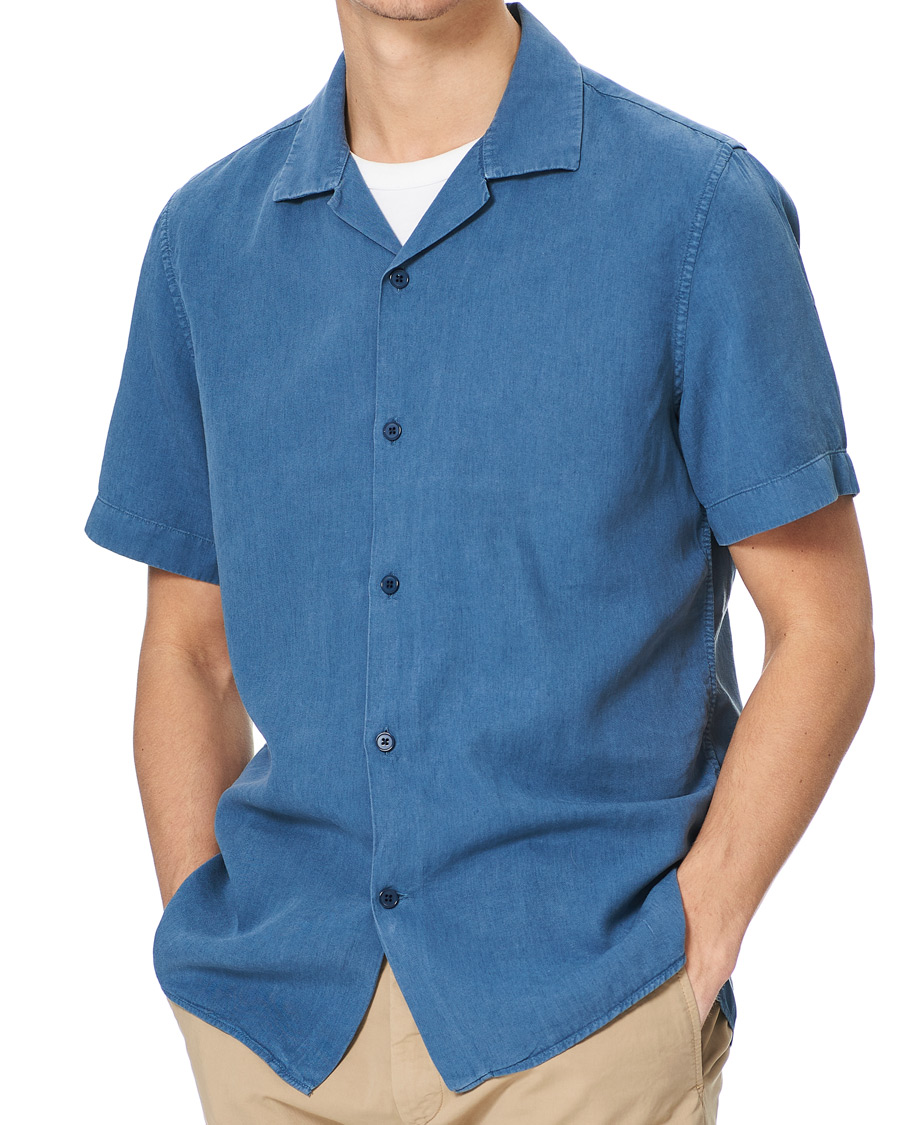 Homme | Chemises | NN07 | Miyagi Resort Collar Short Sleeve Shirt Washed Blue