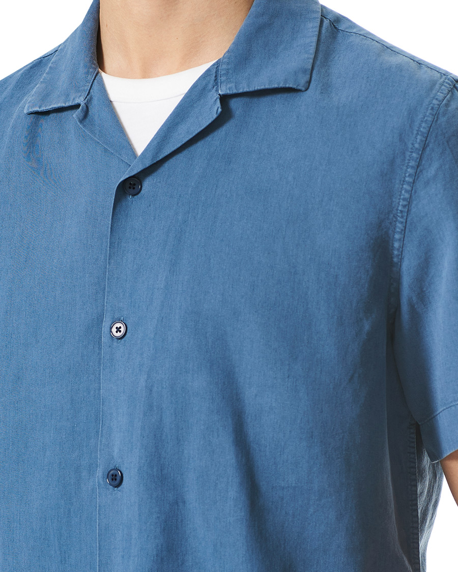 Homme | Chemises | NN07 | Miyagi Resort Collar Short Sleeve Shirt Washed Blue