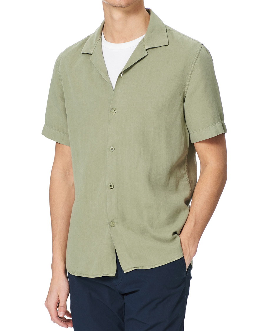 Homme | Chemises | NN07 | Miyagi Resort Collar Short Sleeve Shirt Oil Green