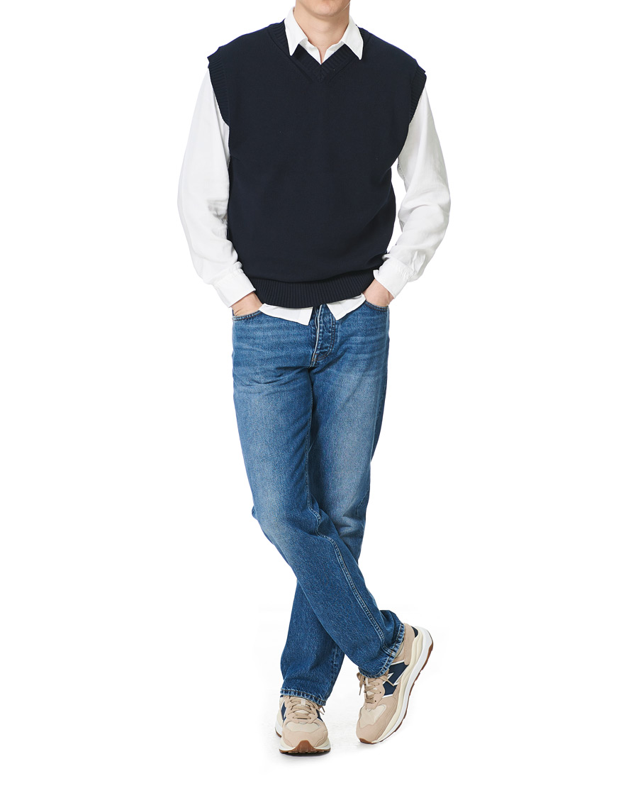Homme | Pulls Et Tricots | NN07 | Cotton Knitted V-Neck Vest Navy