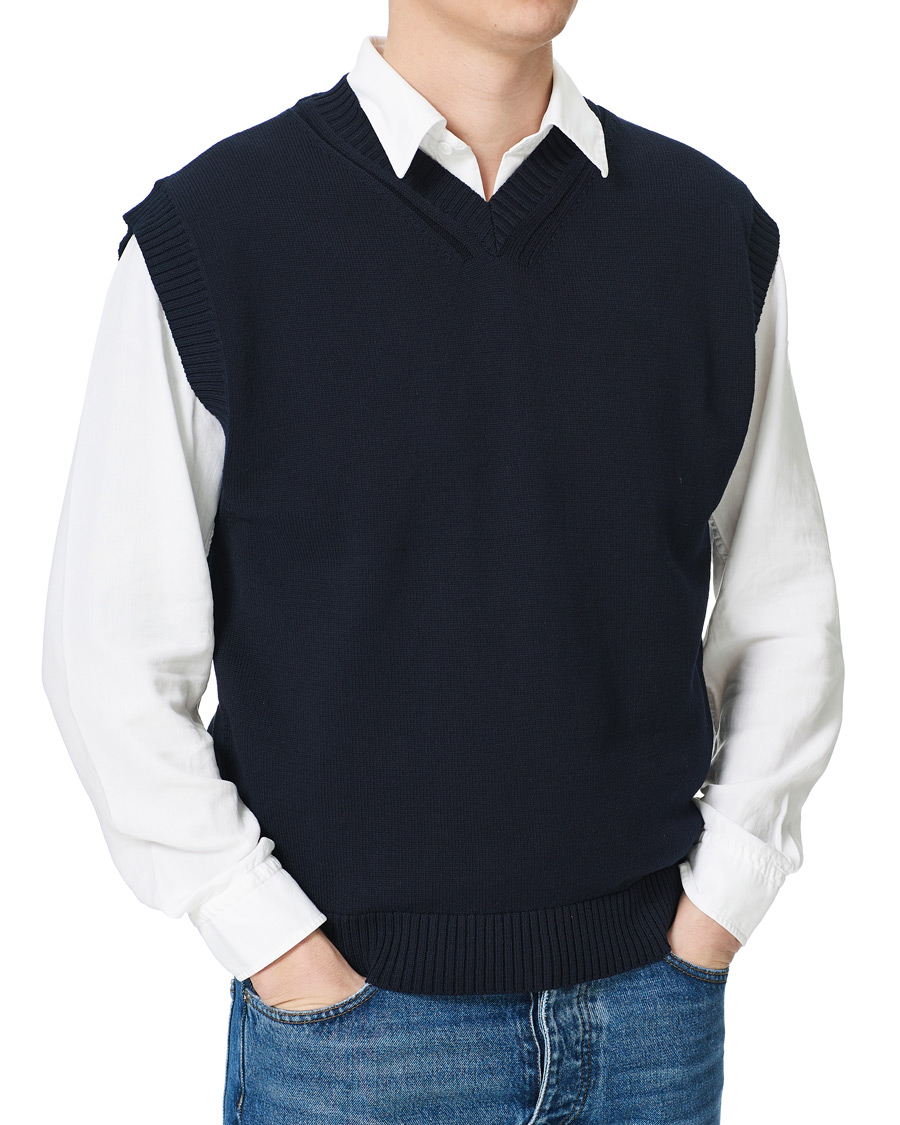 Homme | Pulls Et Tricots | NN07 | Cotton Knitted V-Neck Vest Navy