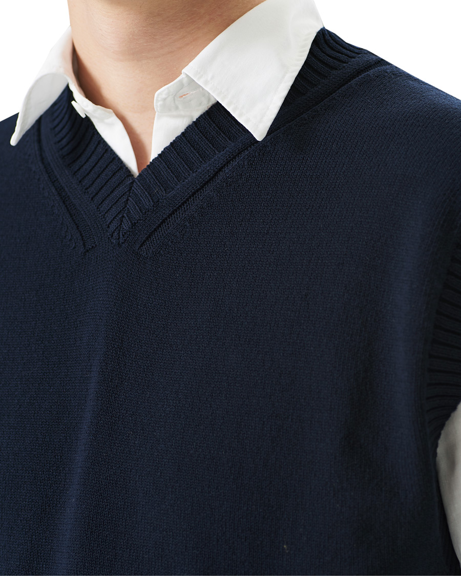 Homme | Pulls Et Tricots | NN07 | Cotton Knitted V-Neck Vest Navy