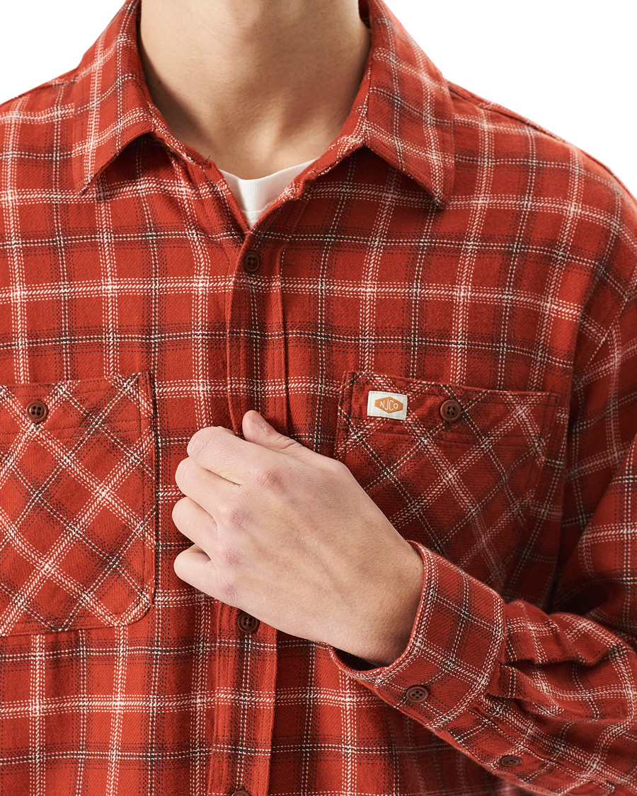 Homme | Chemises | Nudie Jeans | Filip Lumber Light Flannel Shirt Poppy Red