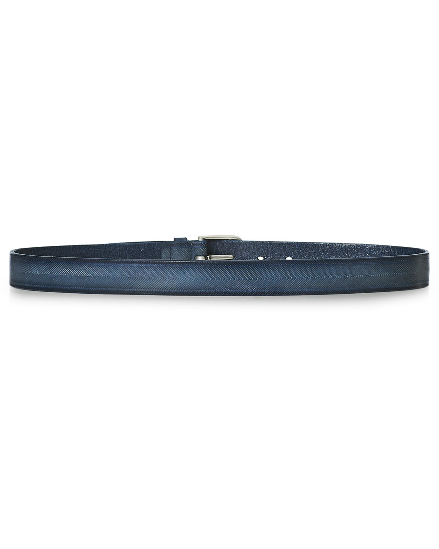 Homme | Orciani Herringbone Leather Belt 3,5 cm Denim Blue | Orciani | Herringbone Leather Belt 3,5 cm Denim Blue