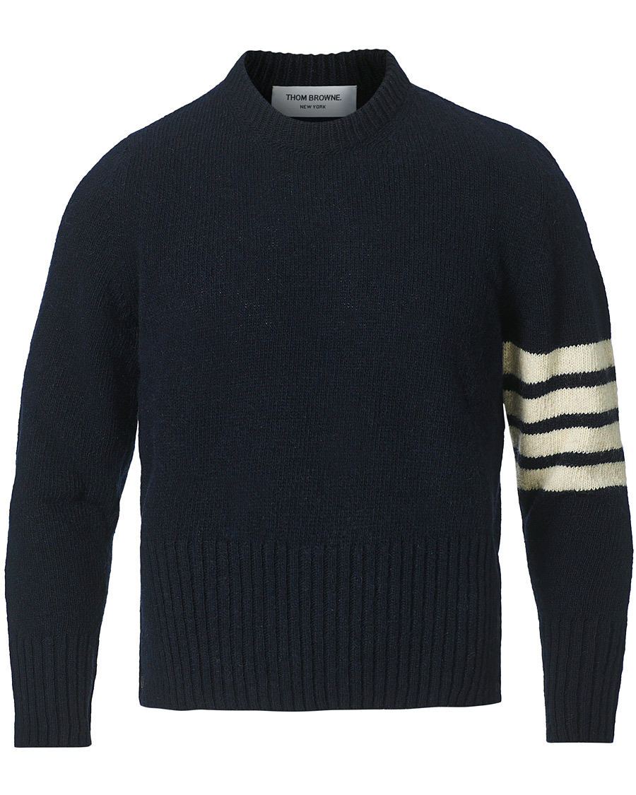 Heren | Truien | Thom Browne | 4 Bar Mohair Crew Neck Sweater Navy