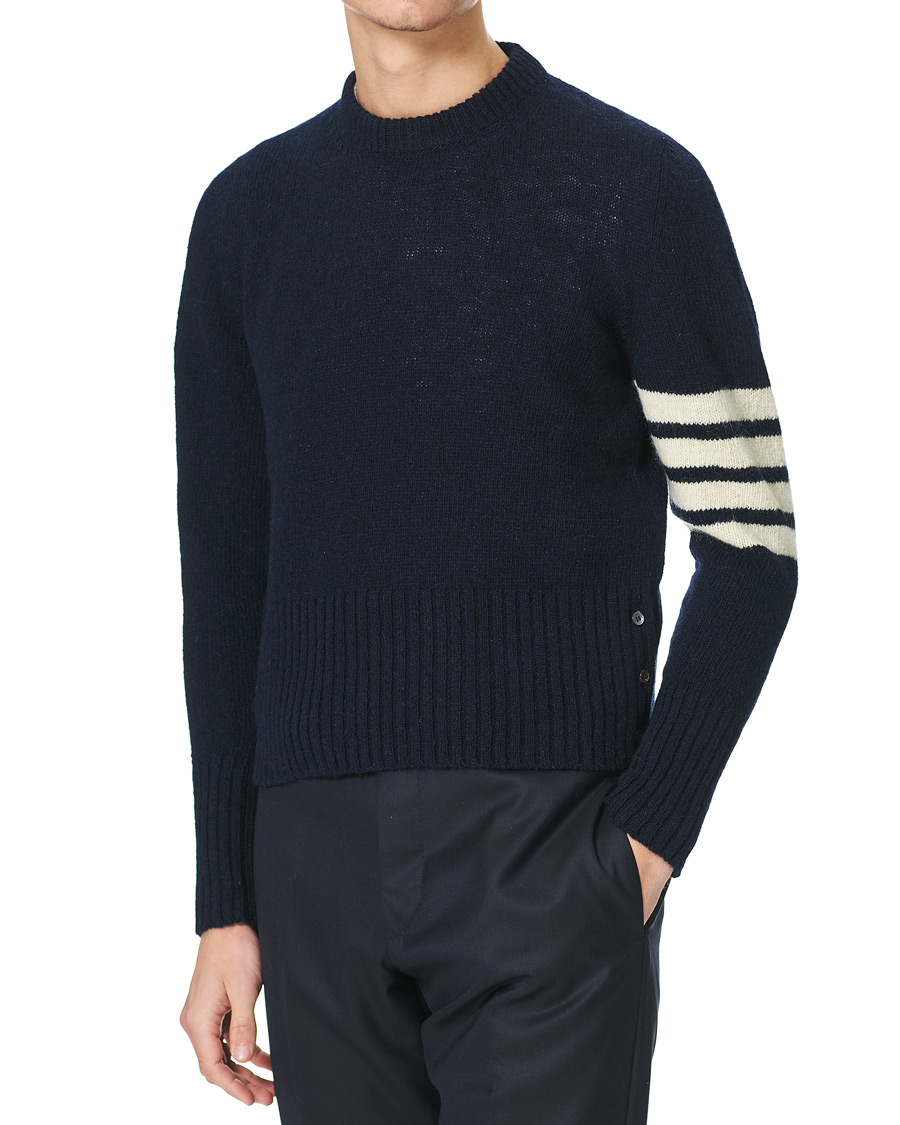 Heren | Truien | Thom Browne | 4 Bar Mohair Crew Neck Sweater Navy