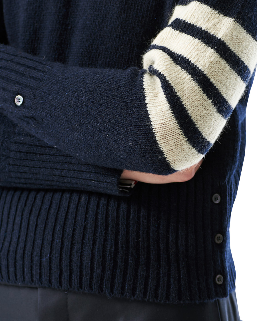 Heren | Truien | Thom Browne | 4 Bar Mohair Crew Neck Sweater Navy