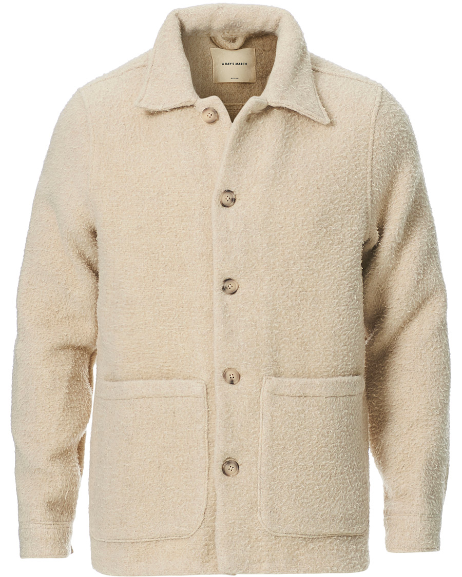 Homme | Chemises | A Day's March | Rugged Wool Overshirt Ecru