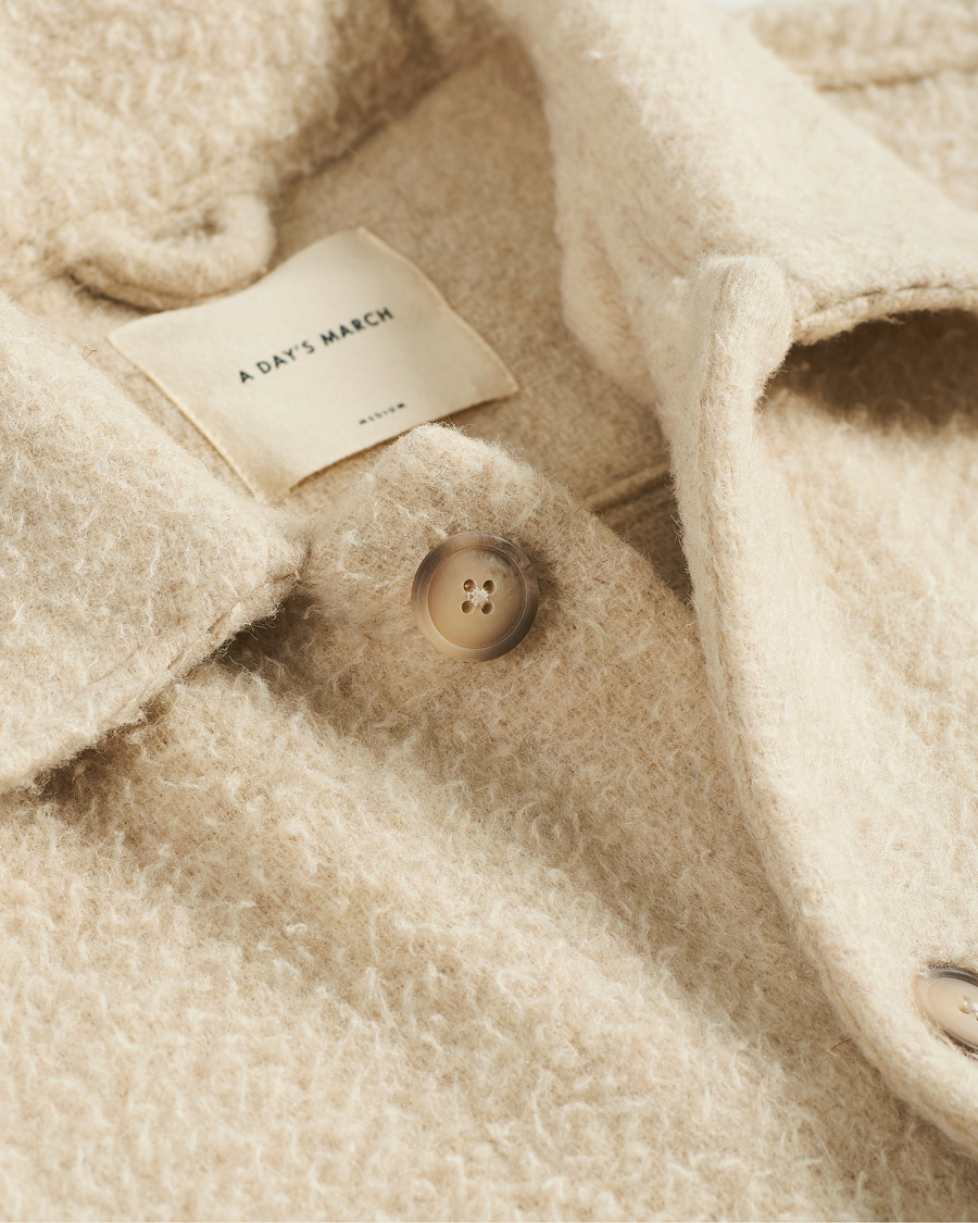 Homme | Chemises | A Day's March | Rugged Wool Overshirt Ecru