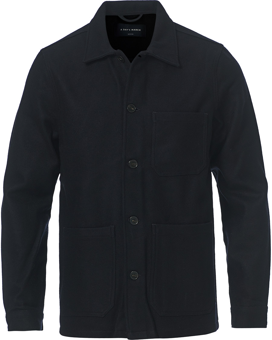 Homme | Chemises | A Day's March | Original Wool Overshirt Navy