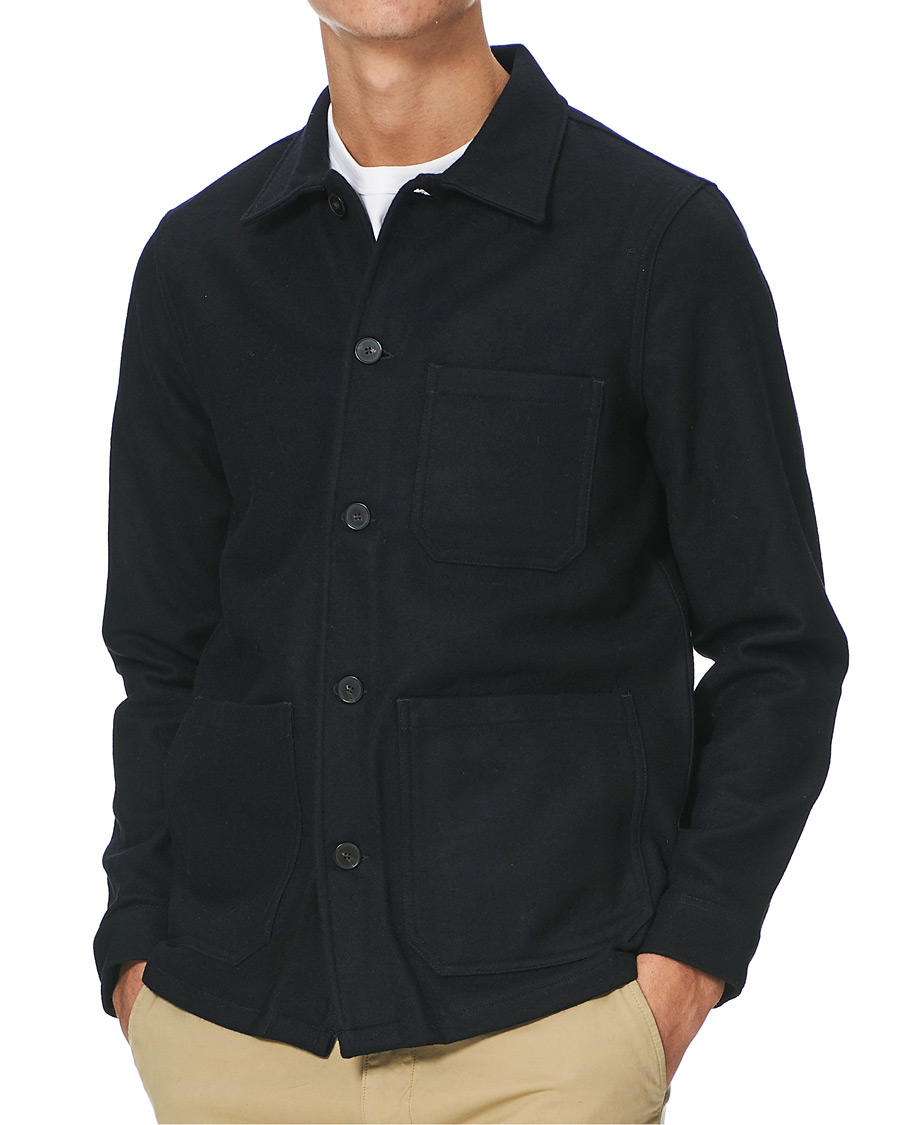 Homme | Chemises | A Day's March | Original Wool Overshirt Navy