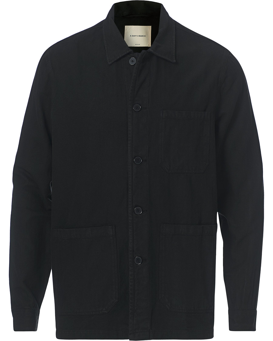 Heren | Overhemden | A Day's March | Original Herringbone Overshirt Black