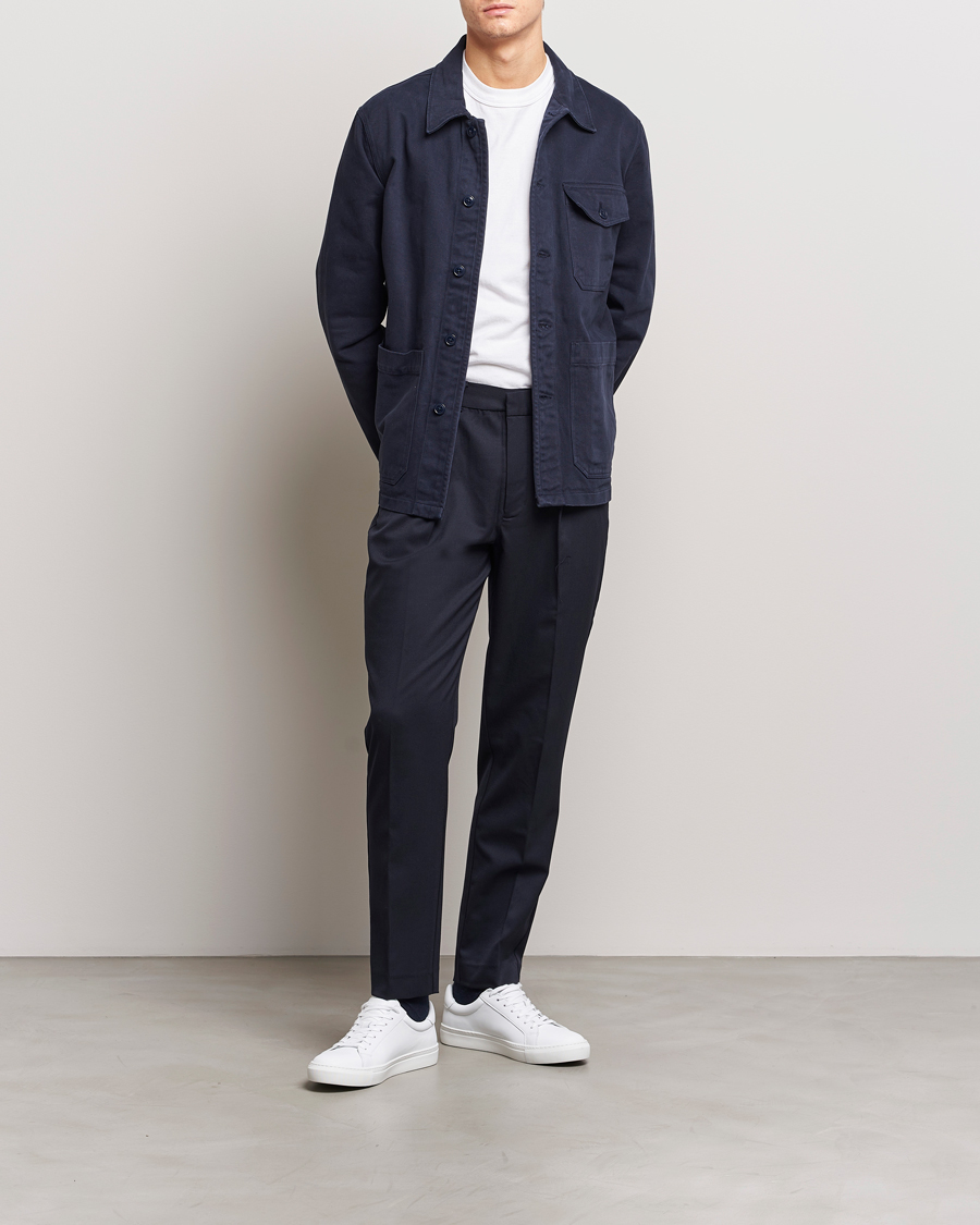 Homme | Chemises | A Day's March | Patch Pocket Sturdy Twill Overshirt Navy
