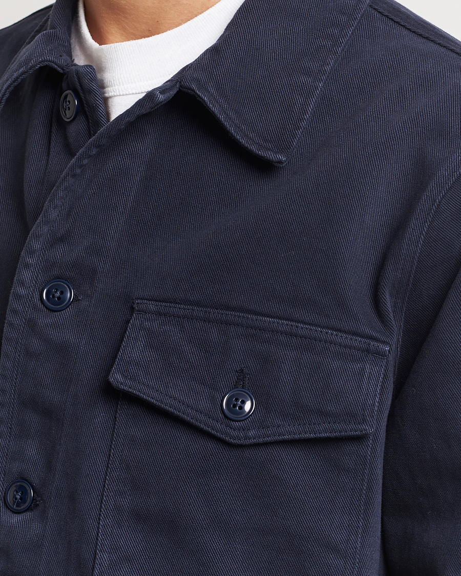 Homme | Chemises | A Day's March | Patch Pocket Sturdy Twill Overshirt Navy