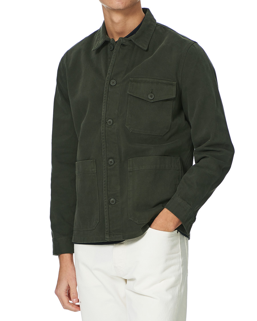 Homme | Chemises | A Day's March | Sturdy Twill Patch Pocket Overshirt Forest