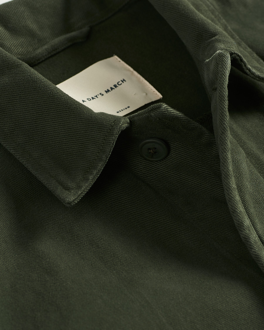Homme | Chemises | A Day's March | Sturdy Twill Patch Pocket Overshirt Forest