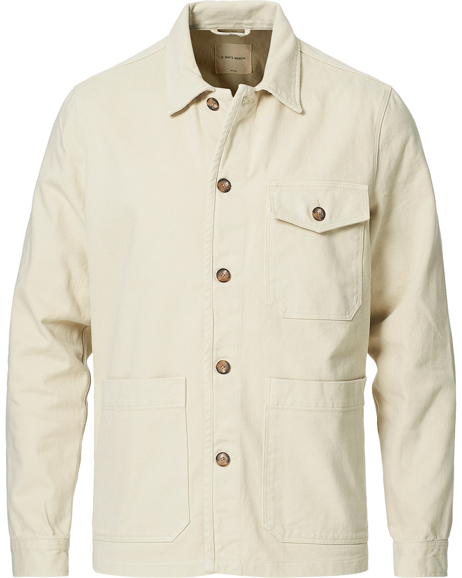 Homme | Chemises | A Day's March | Sturdy Twill Patch Pocket Overshirt Desert