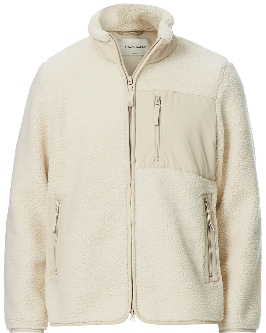 Heren | Truien | A Day's March | Granån Recycled Fleece Jacket Off White
