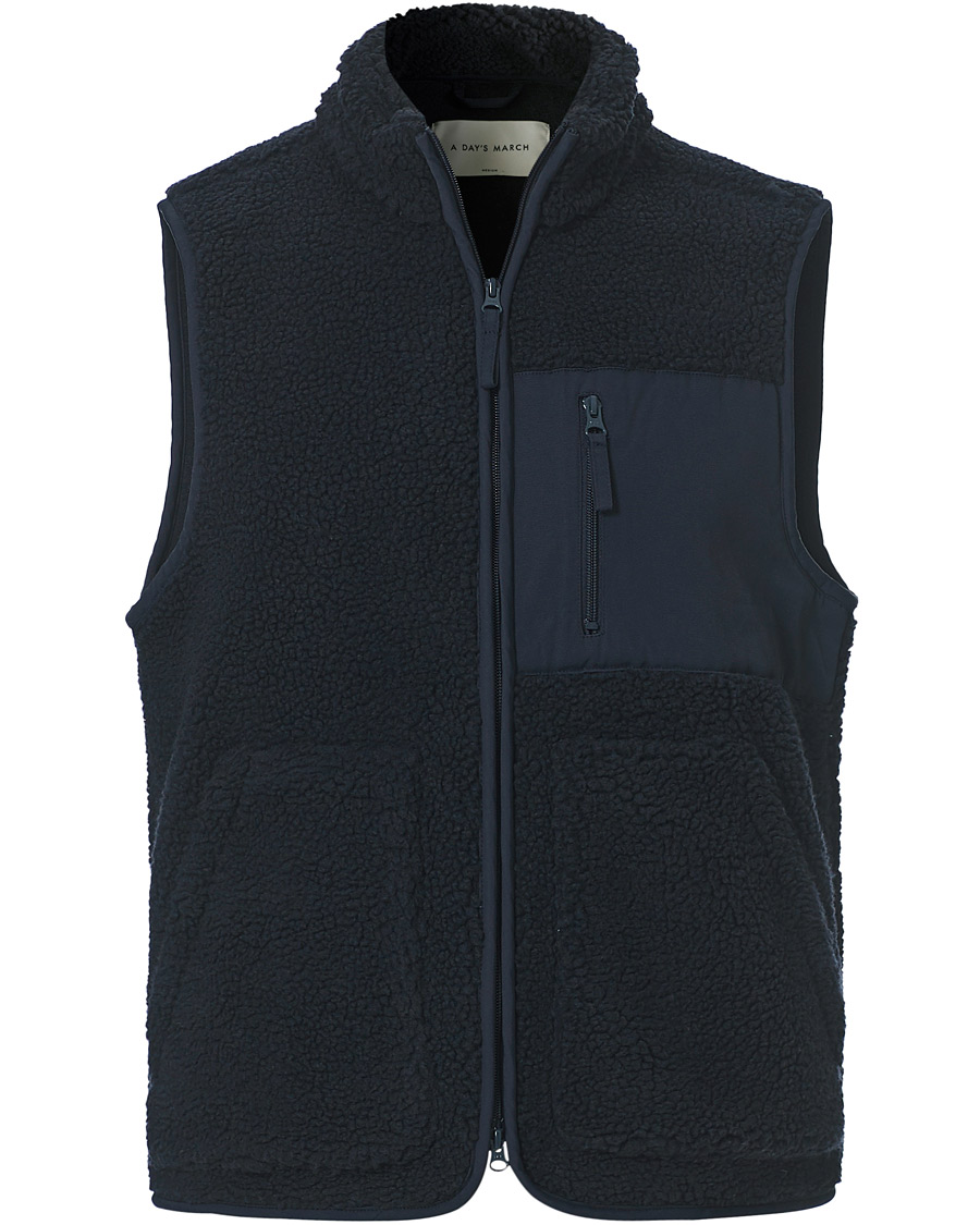 Homme | Pulls Et Tricots | A Day's March | Arvån Recycled Fleece Vest Navy