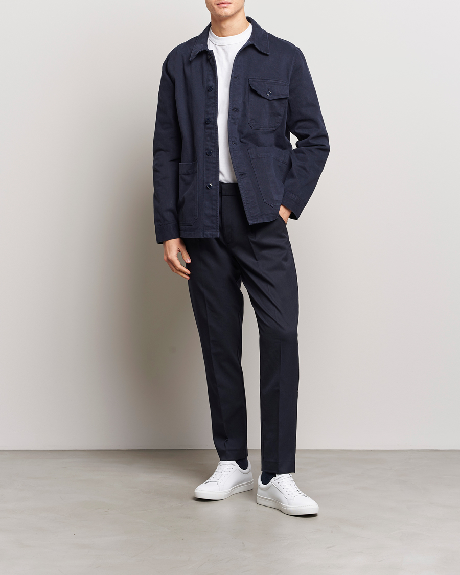 Homme | Pantalons | A Day's March | Smart Trousers Wool Twill Navy