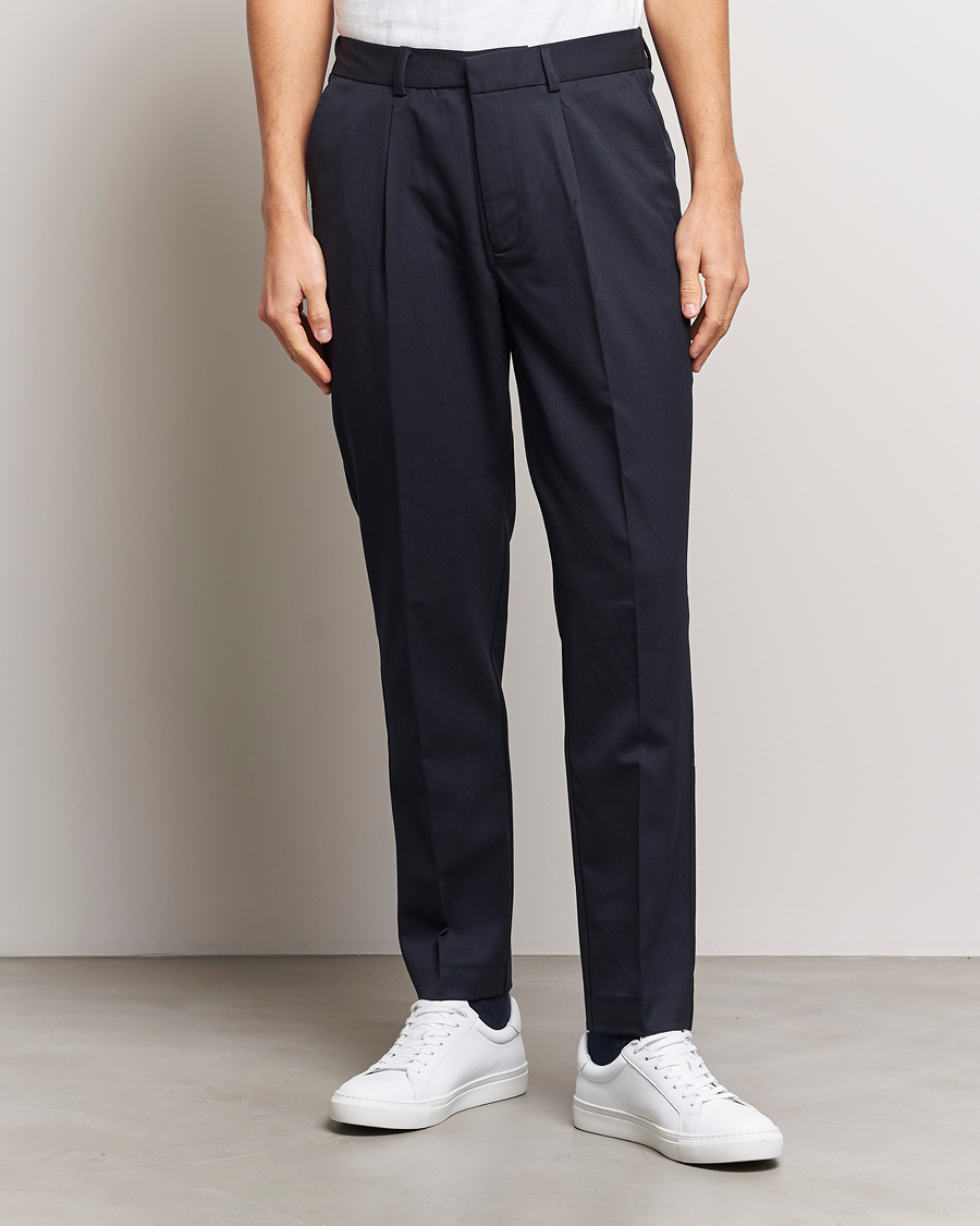 Homme | Pantalons | A Day's March | Smart Trousers Wool Twill Navy