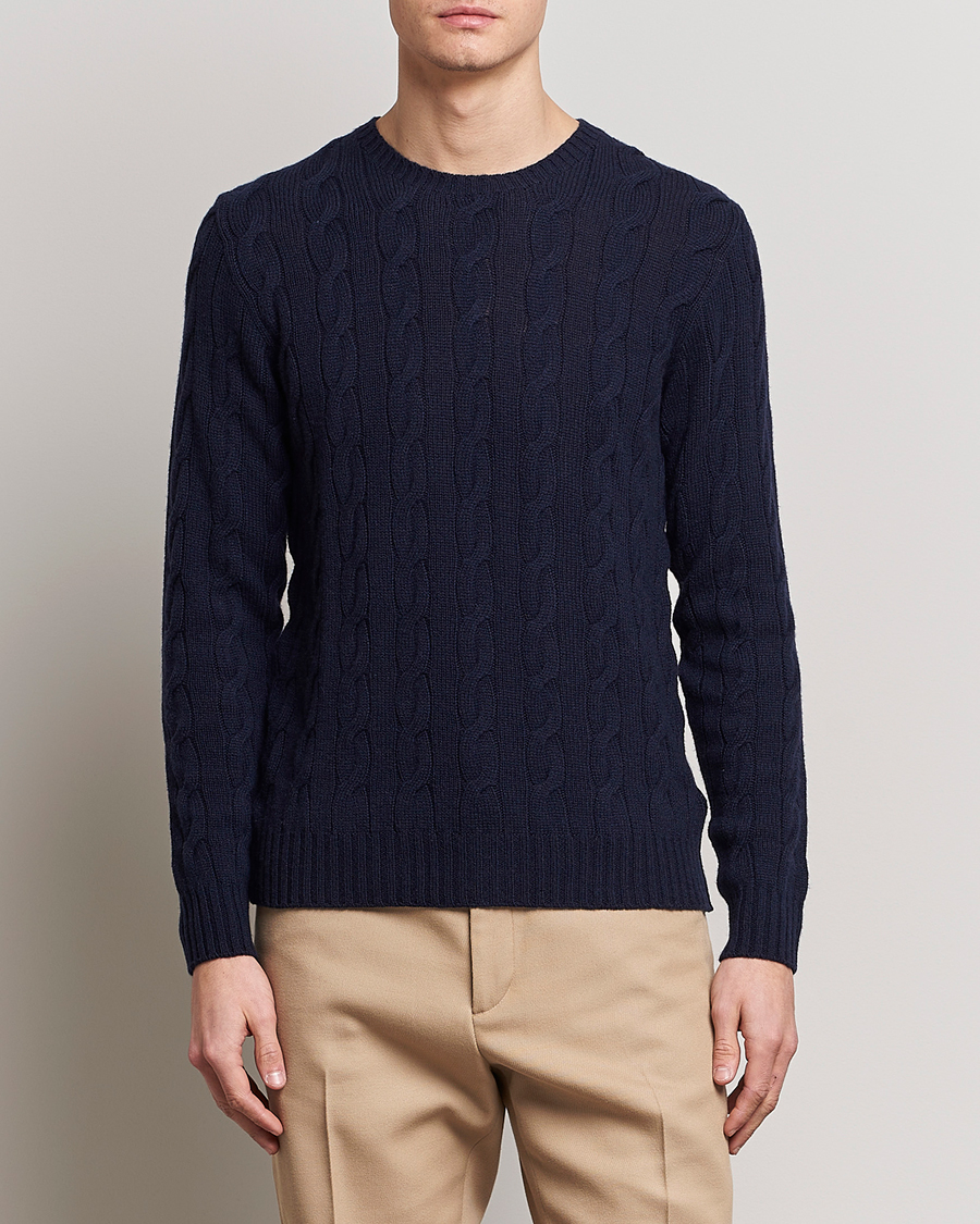 Homme | Pulls Et Tricots | Ralph Lauren Purple Label | Cashmere Cable Crew Neck Sweater Chairman Navy