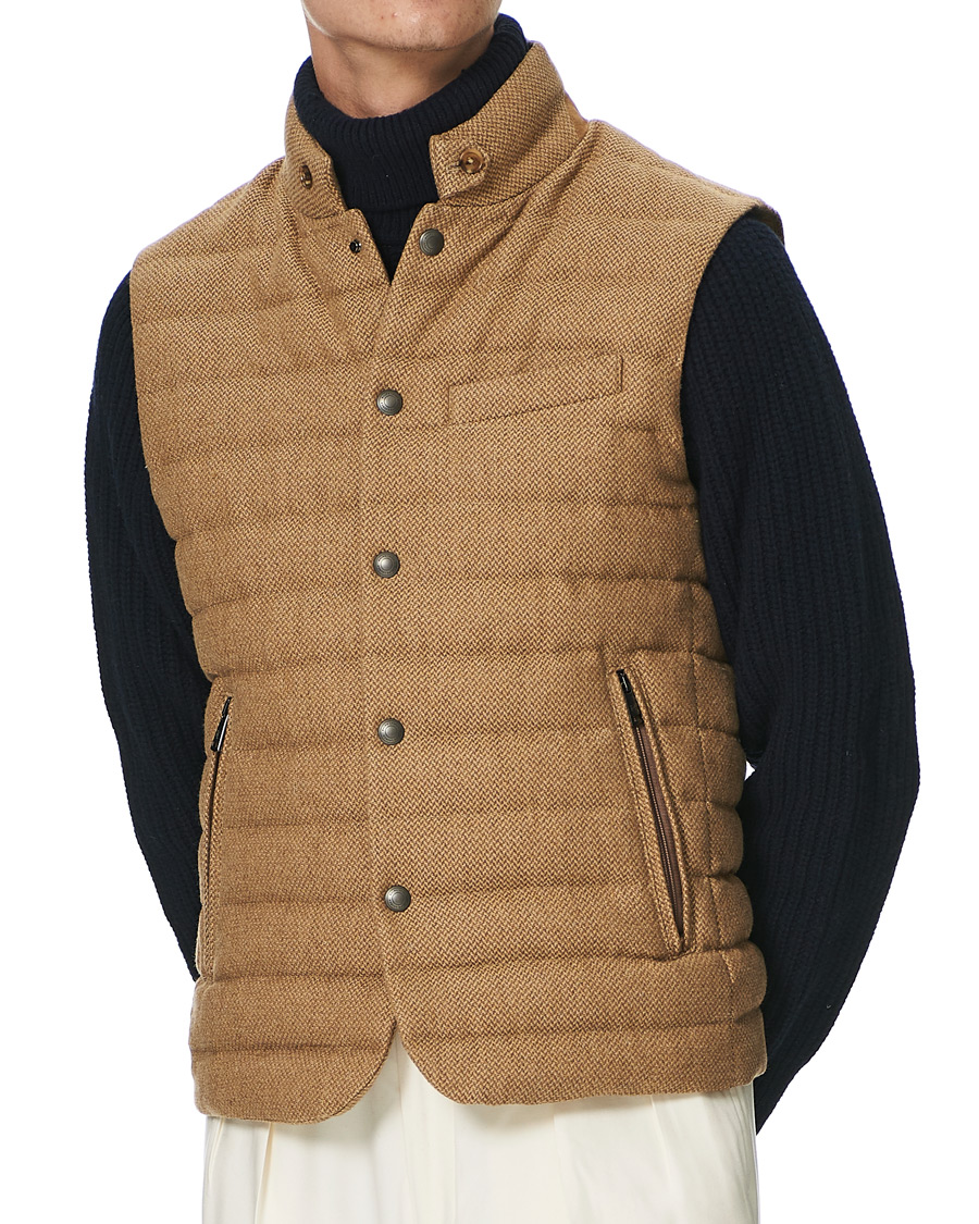 Homme | Manteaux Et Vestes | Ralph Lauren Purple Label | Whitwell Wool Tweed Down Vest Classic Camel