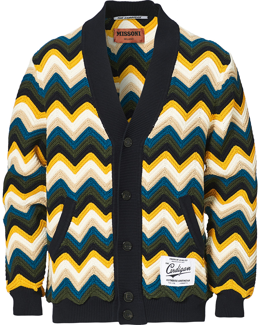 Heren | Truien | Missoni | Zig Zag Knit Cardigan Navy/Cream