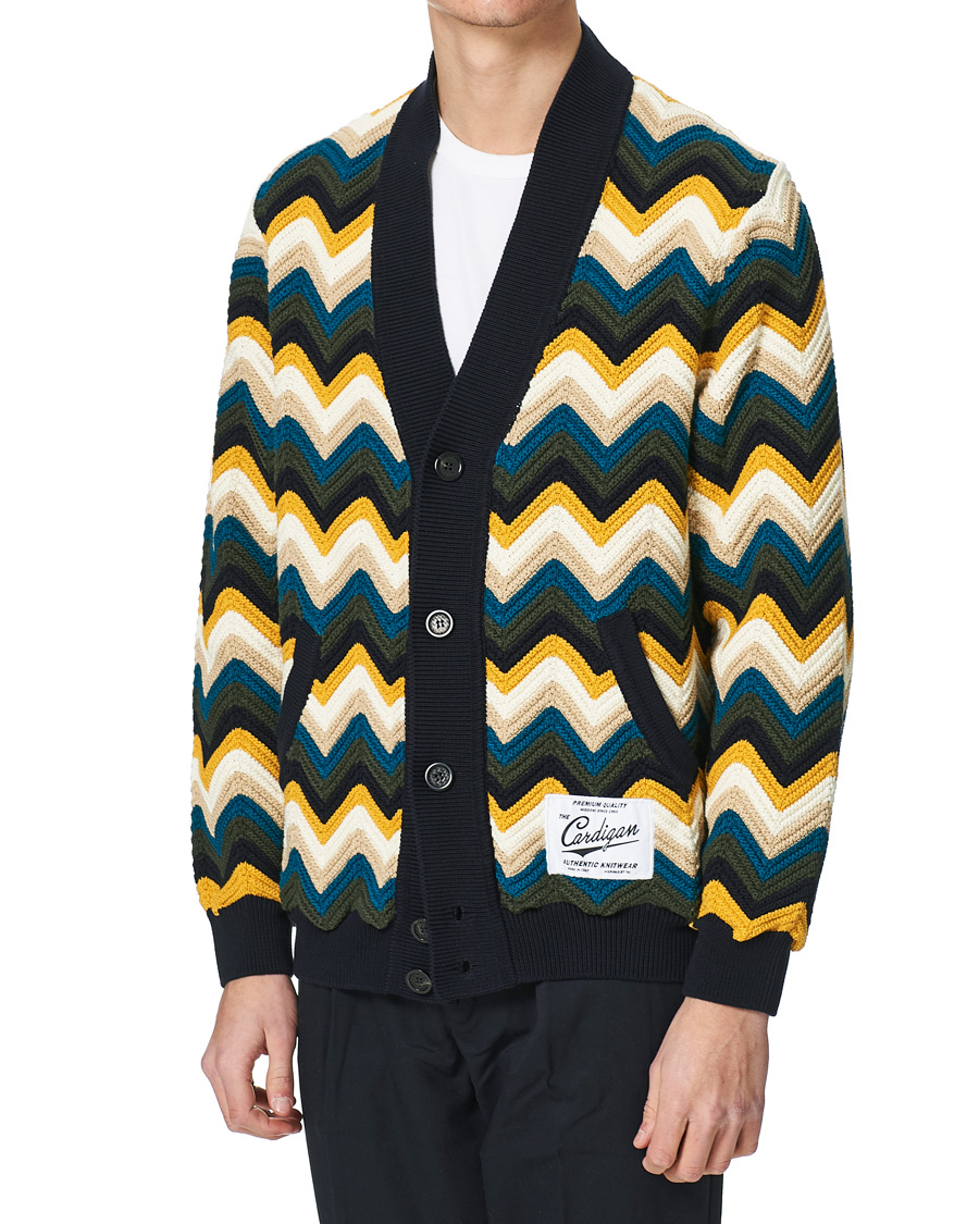 Homme | Pulls Et Tricots | Missoni | Zig Zag Knit Cardigan Navy/Cream
