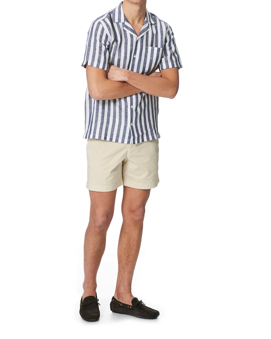 Homme | Chemises | Orlebar Brown | Hibbert Linen/Cotton Short Sleeve Shirt Ink/Cloud