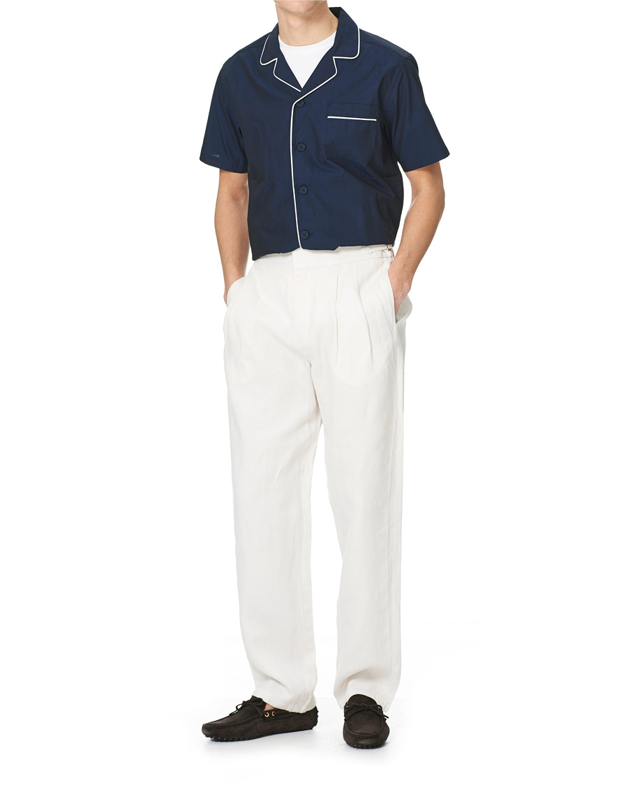 Homme | Pantalons | Orlebar Brown | Lyford Relaxed Pleated Linen Trousers White Sand