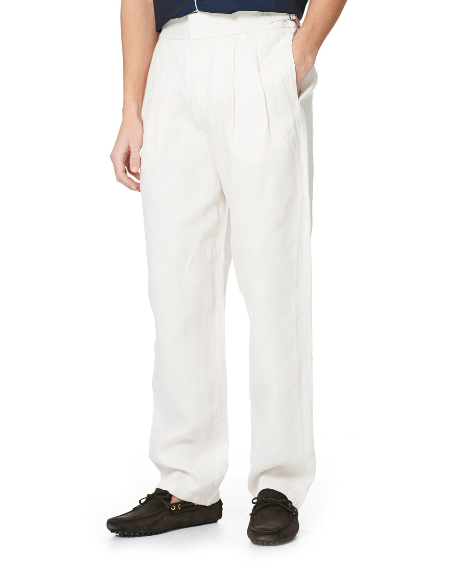 Homme | Pantalons | Orlebar Brown | Lyford Relaxed Pleated Linen Trousers White Sand