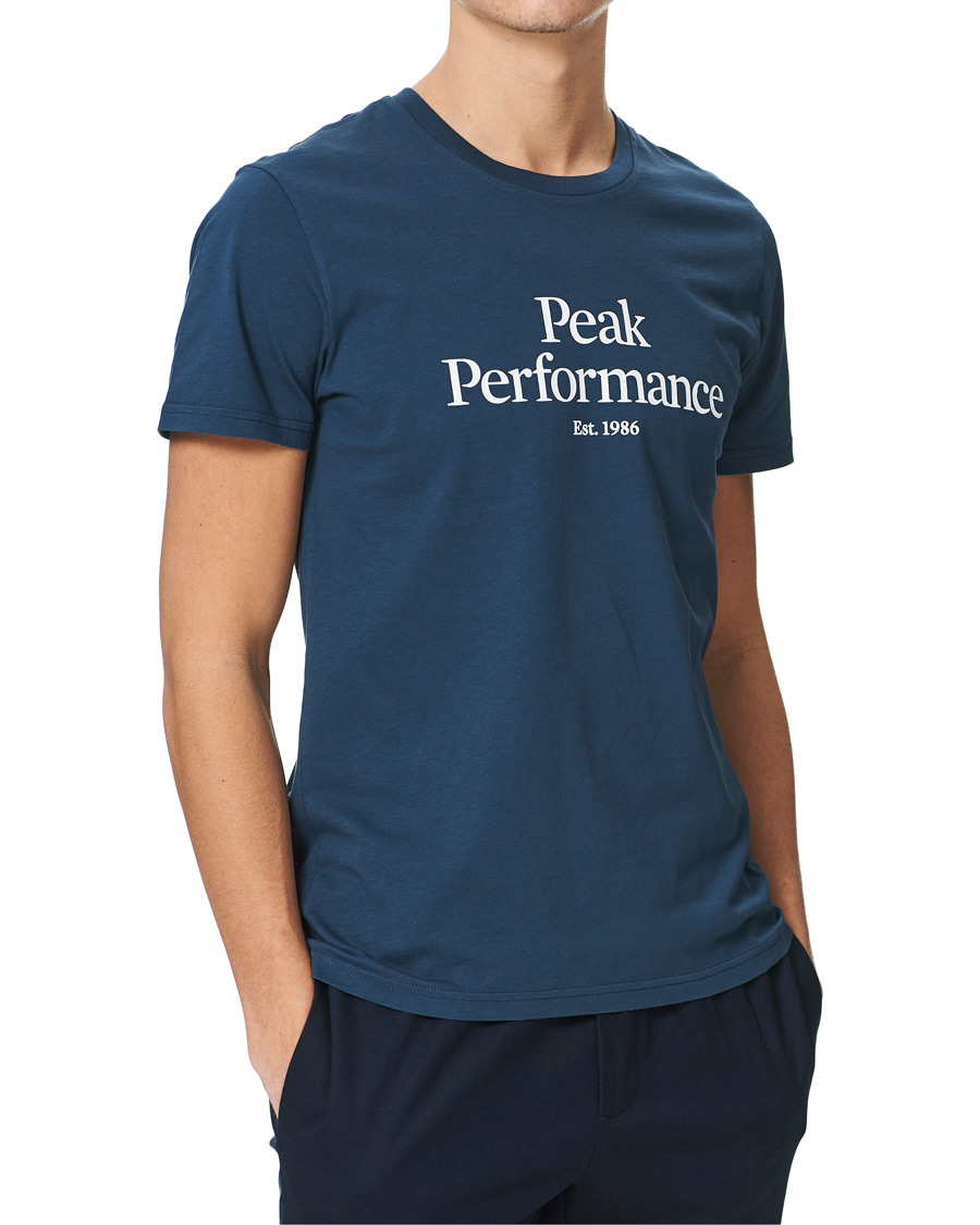Homme | T-shirts | Peak Performance | Original Logo Crew Neck Tee Blue Steel