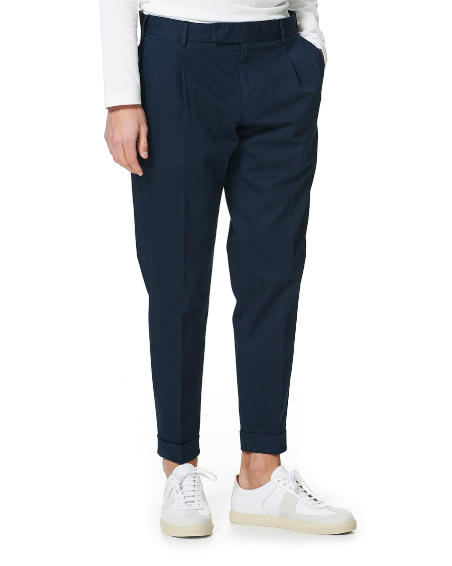 Heren | Broeken | PT01 | Slim Fit Comfort Linen Trousers Dark Blue
