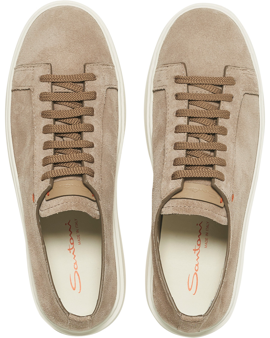 Homme | Santoni Derby Plain Sneaker Beige Suede | Santoni | Derby Plain Sneaker Beige Suede
