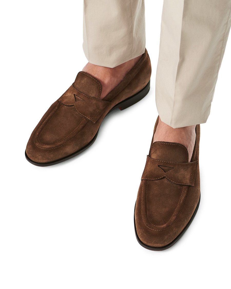 Homme | Santoni Penny Loafer Brown Suede | Santoni | Penny Loafer Brown Suede