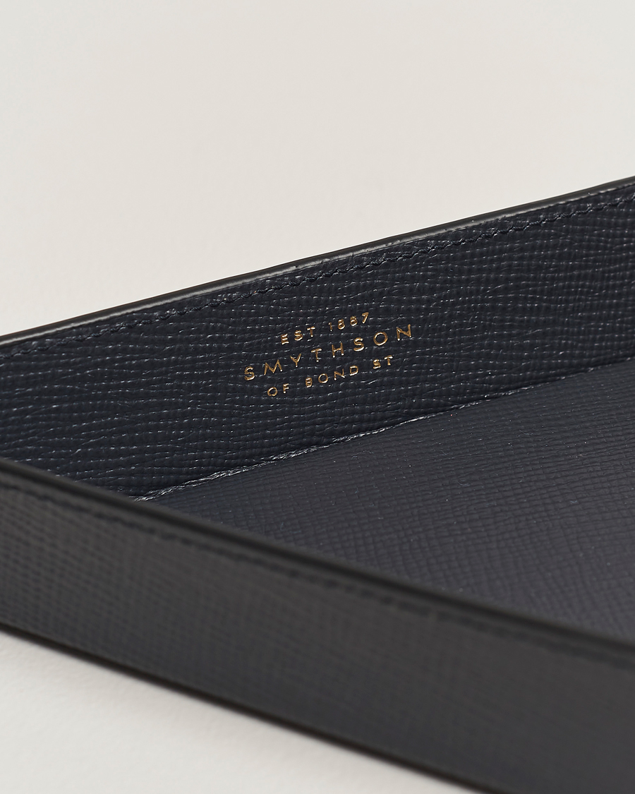 Homme | Smythson Panama Leather Coin Tray Navy | Smythson | Panama Leather Coin Tray Navy