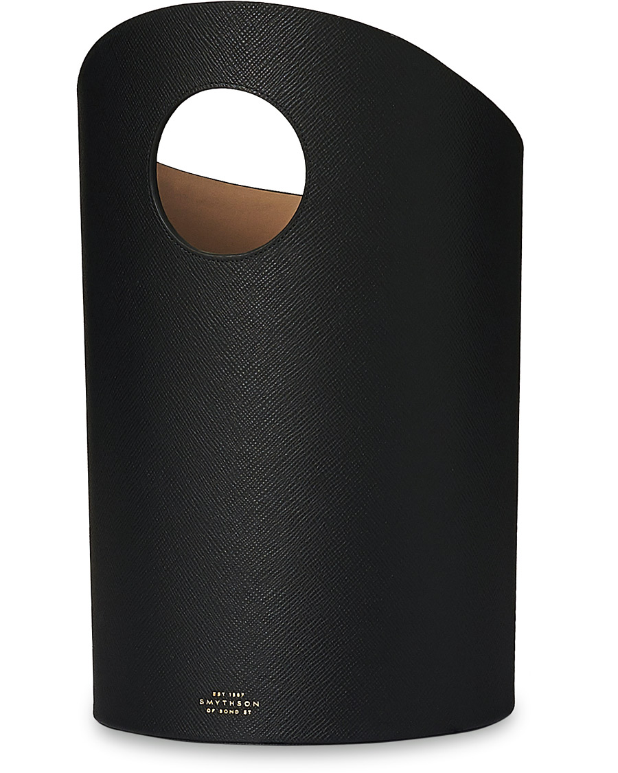 Homme | Smythson Panama Waste Paper Bin Black | Smythson | Panama Waste Paper Bin Black